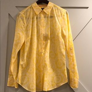 Yellow button down floral top from Talbots